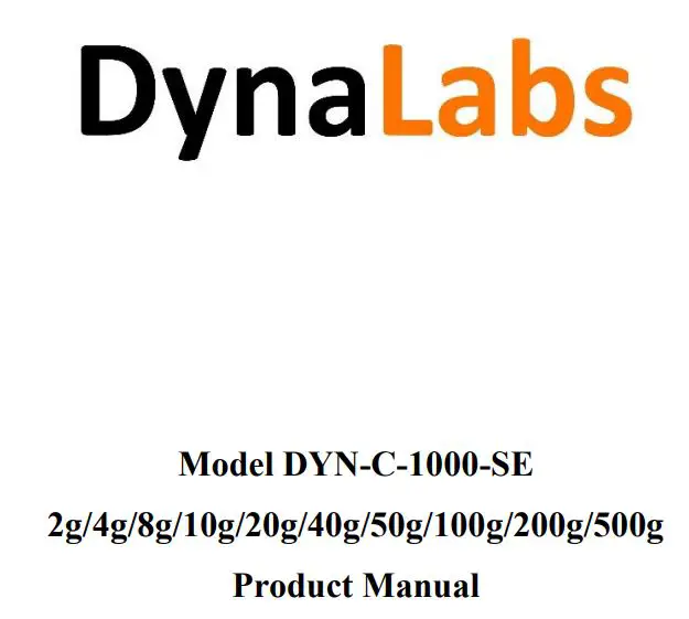 DynaLabs DYN-C-1000-SE 1-Axis Accelerometer User Manual