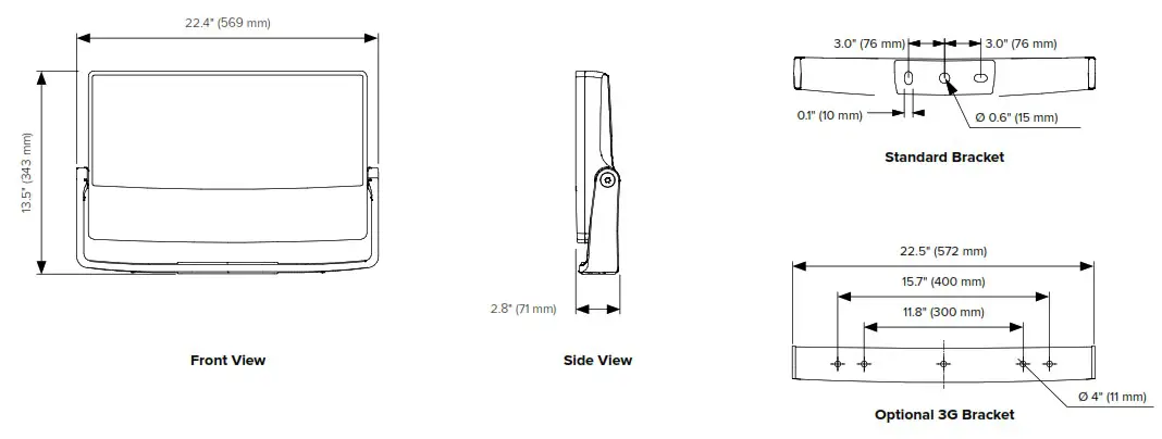 LUMASCAPE LS9180 Quadralux Q8 Facade Ceiling Light - Dimensions