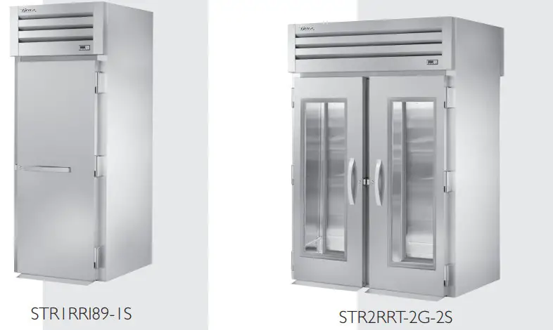 true STR1RRT-1S-1S -Roll-Thru Refrigerator, one-section solid door front rear