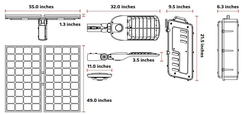 50W 75W Durable and Powerful Outdoor Satelis 75W Grey Solar Lighting - BATTERY ASSEMBLY