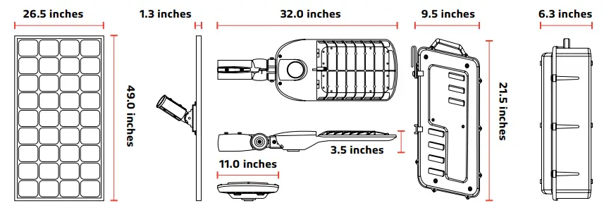 50W 75W Durable and Powerful Outdoor Satelis 75W Grey Solar Lighting - SOLAR PANEL