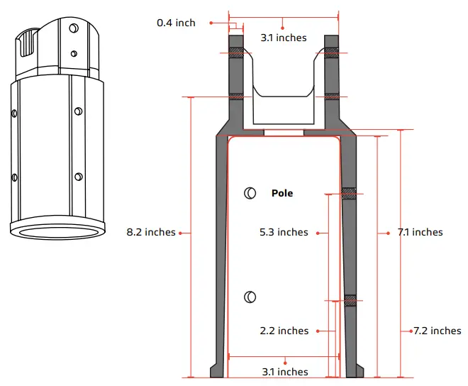 50W 75W Durable and Powerful Outdoor Satelis 75W Grey Solar Lighting - SUPPORT BASE