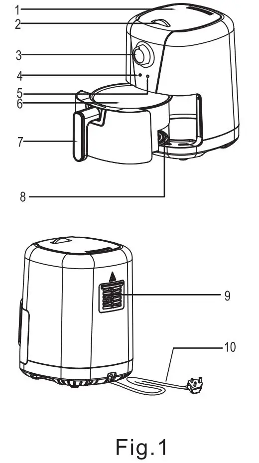 MO HEALTH 355240 Compect Air Fryer Instruction Manual -Figure 1