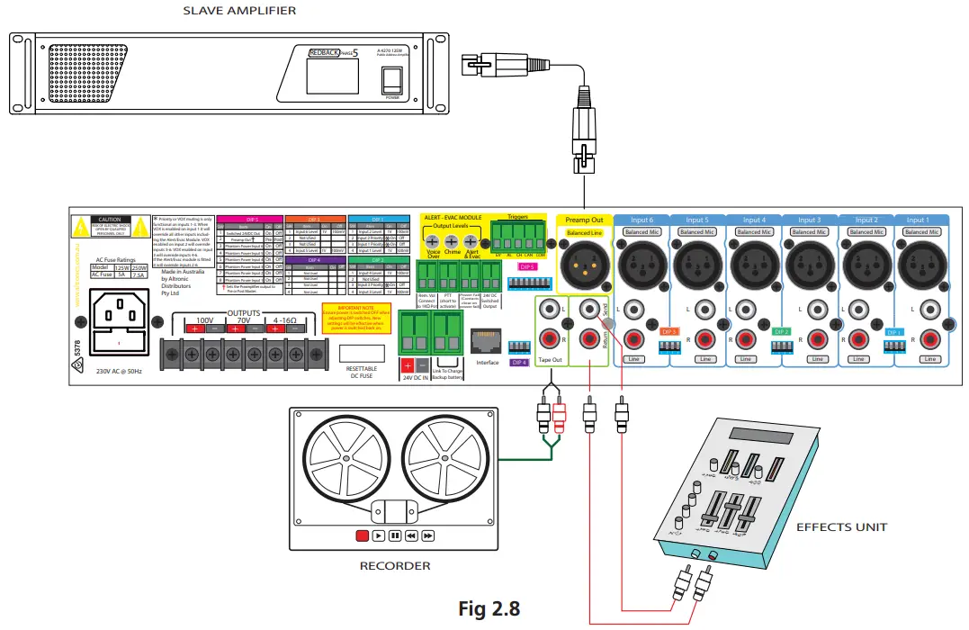 REDBACK A4285C Phase5 Public Address Mixer Amplifier - Remote Volume Connection 1