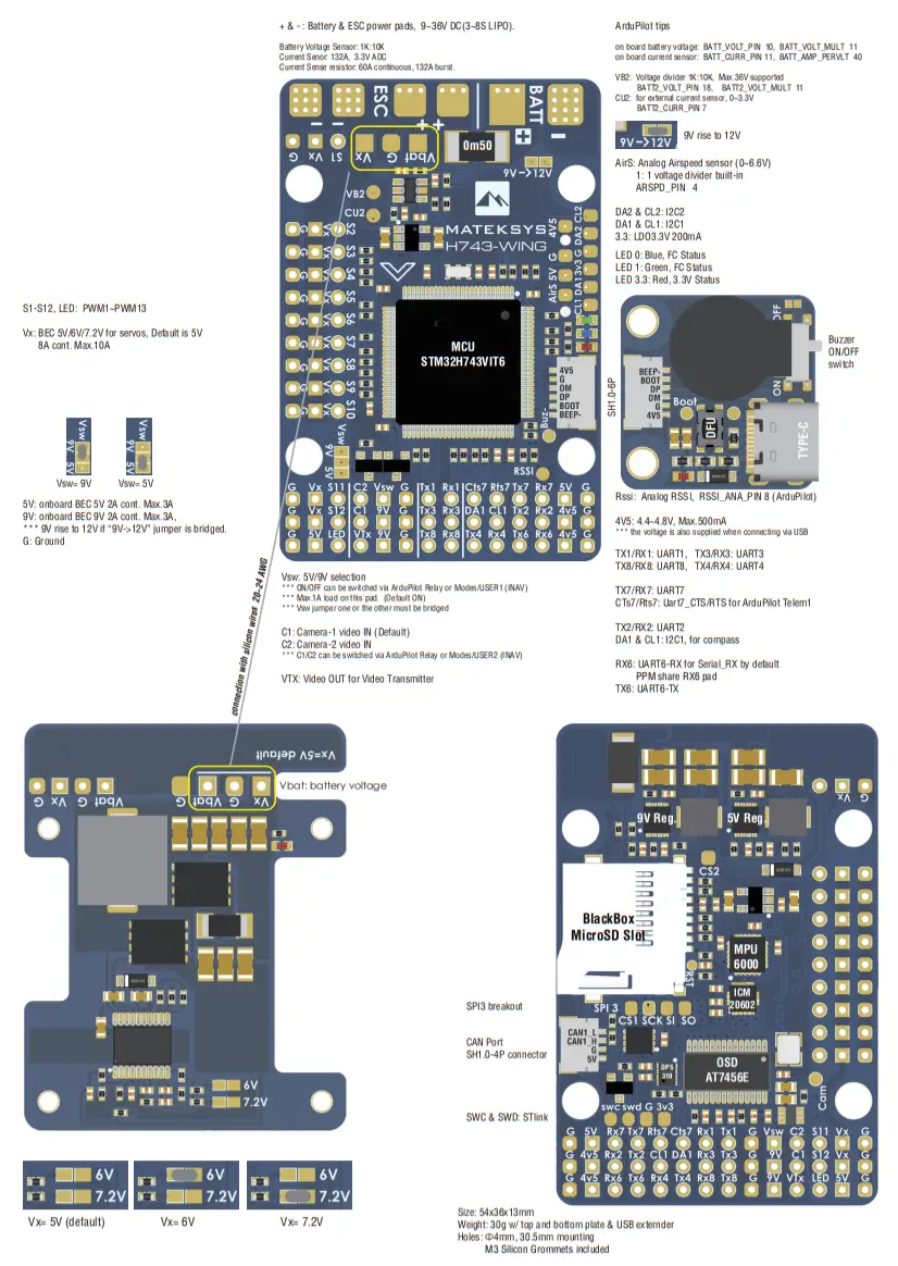 MATEKSYS H743-WING Flight Controller -FIGURE