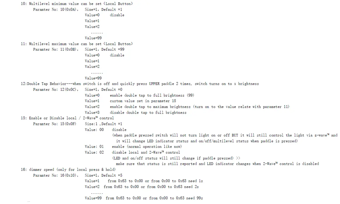 Z-Wave™ Configuration Parameters-1