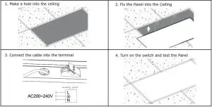 V-TAC VT-6147 LED Surface Recessed Panel-INSTALLATION FOR RECESSED