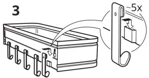 IKEA LILLASJÖN Wall Shelf with 5 Hooks-3