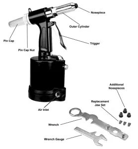 HARBOR FREIGHT 62685 14 Inch Air Hydraulic Riveter-controls