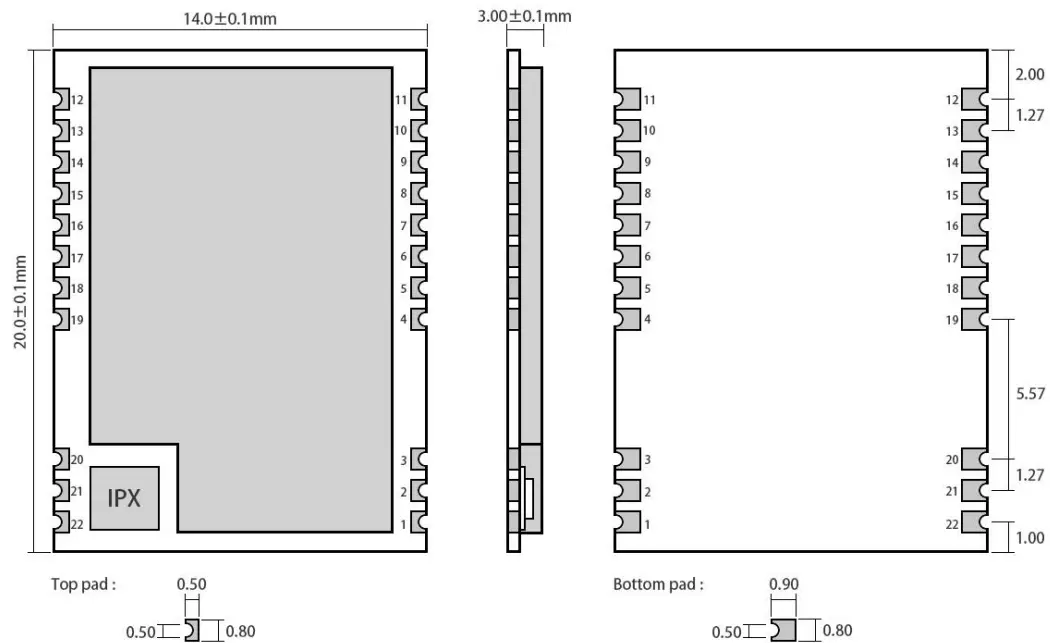 EBYTES E220 400M22S Llcc68 433 40MHz 160mw SPI SMD Lora-Pin