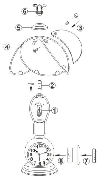 Coopers OF STORTFORD H811 Glass Shade Clock Touch Lamp - Assembly of the lamp