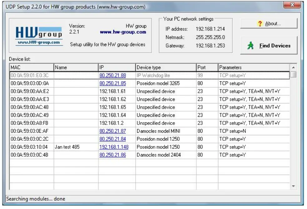 HW group HWg STE Thermometer-Config