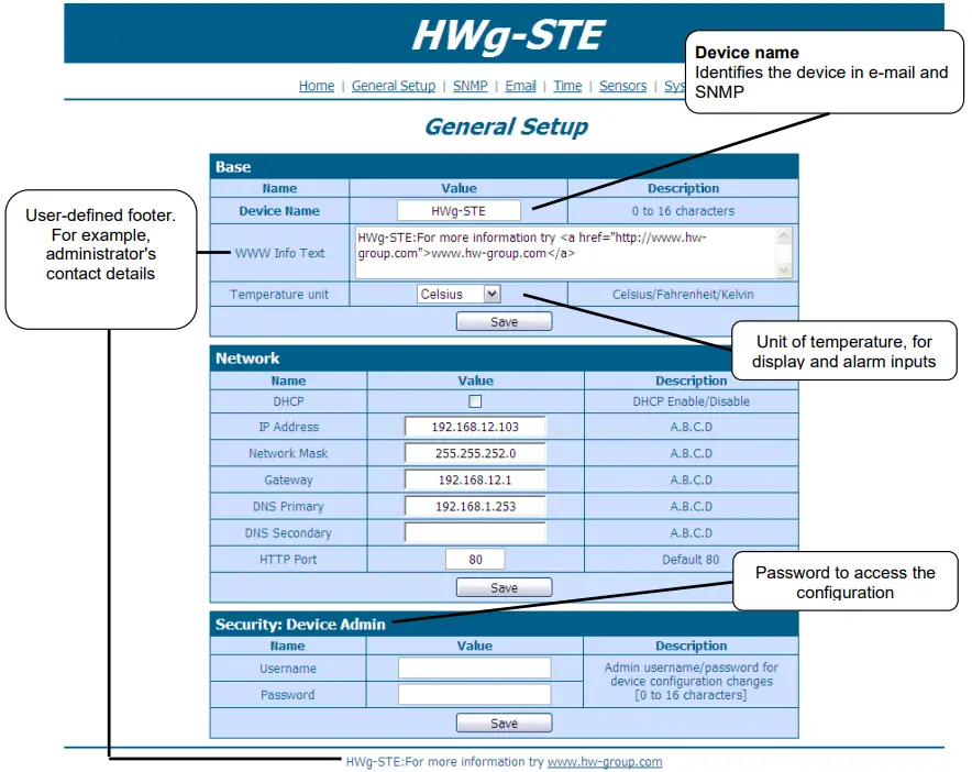 HW group HWg STE Thermometer-Product configuration