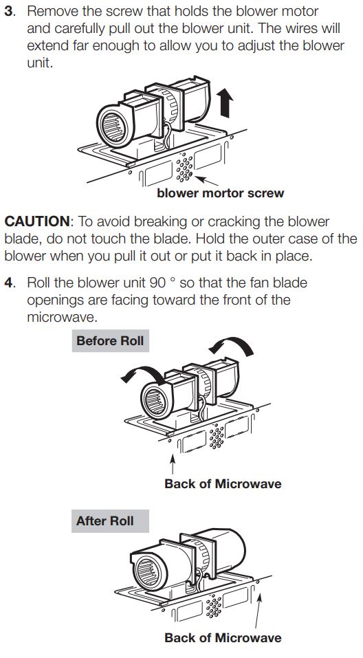 SAMSUNG ME21R7051SS Range Microwave Oven Instruction Manual - ADAPTING THE MICROWAVE BLOWER