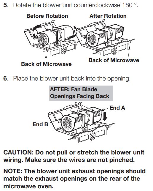 SAMSUNG ME21R7051SS Range Microwave Oven Instruction Manual - ADAPTING THE MICROWAVE BLOWER FOR OUTSIDE BACK EXHAUST