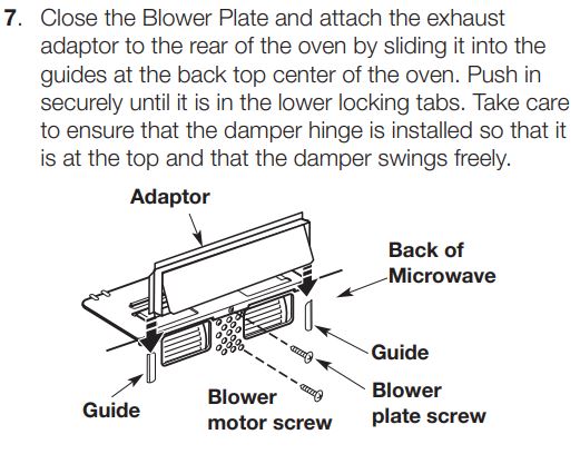 SAMSUNG ME21R7051SS Range Microwave Oven Instruction Manual - ADAPTING THE MICROWAVE BLOWER FOR OUTSIDE BACK EXHAUST