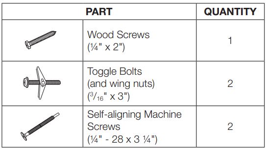 SAMSUNG ME21R7051SS Range Microwave Oven Instruction Manual - HARDWARE PACKET