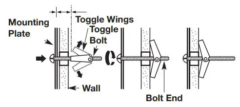 SAMSUNG ME21R7051SS Range Microwave Oven Instruction Manual - To use toggle bolts