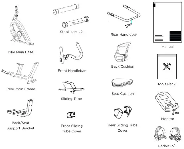 JLL Fitness Recumbent Bike - BOX CONTENTS