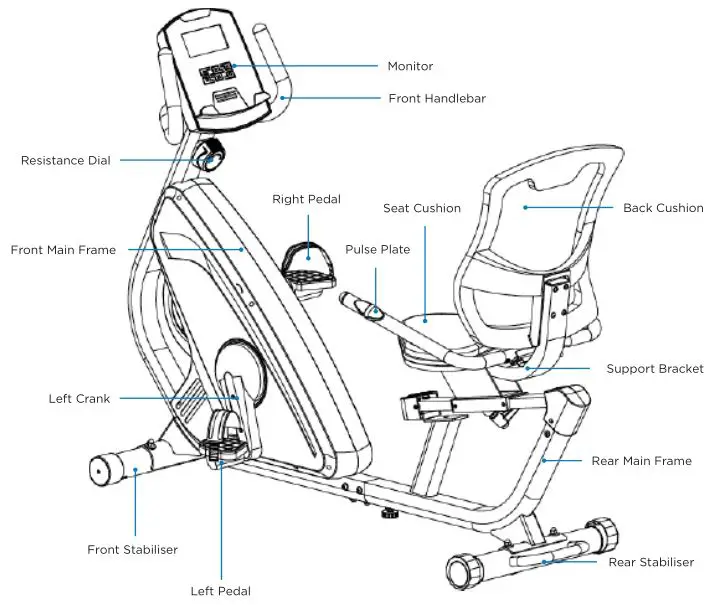 JLL Fitness Recumbent Bike - DIAGRAM