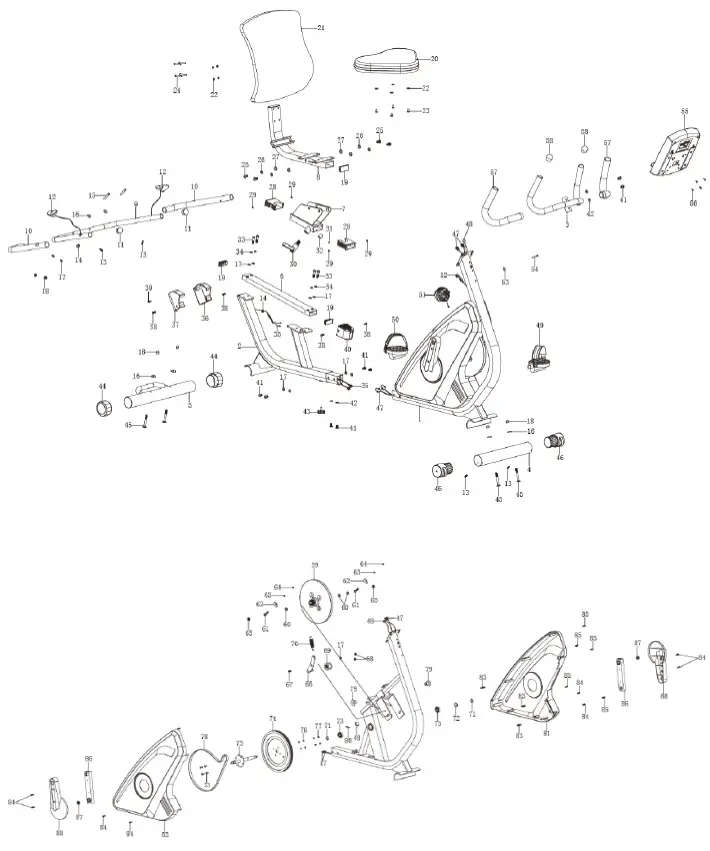 JLL Fitness Recumbent Bike - EXPLODED DIAGRAM