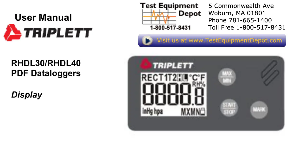 TRIPLETT RHDL30 PDF Datalogger User Manual