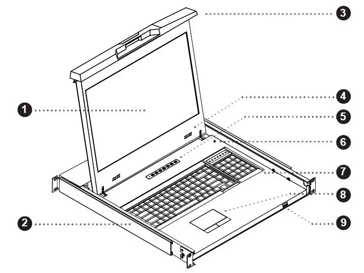CyberView-F1417-1U-Ultra-Short-Depth-LCD-Console-Drawer-2