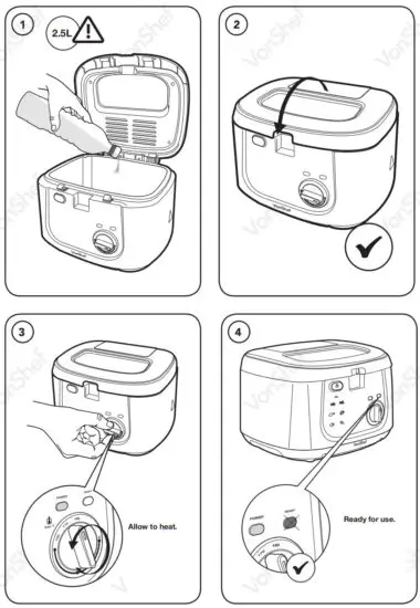 VonShef 2013375 2.5L Deep Fat Fryer - OPERATION