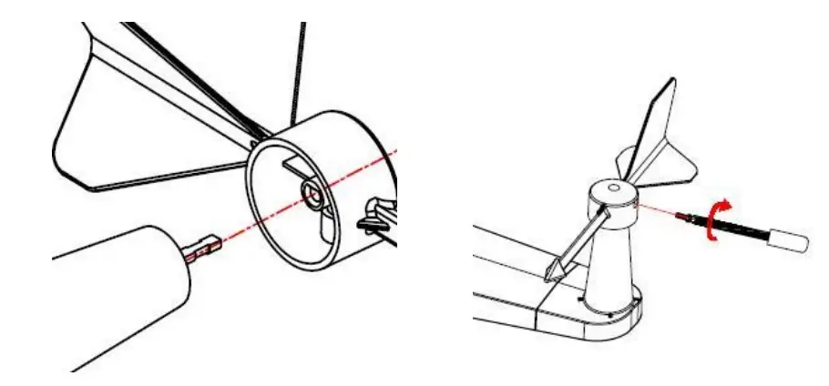 PEREL WC224 WiFi Weather Station with Outdoor Unit User Manual - Assembling the Wind Vane and Anemometer
