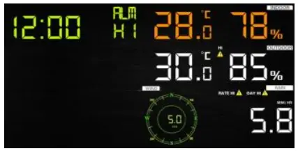 PEREL WC224 WiFi Weather Station with Outdoor Unit User Manual - Press ALARM to display the high alarm