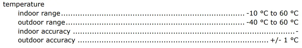 PEREL WC224 WiFi Weather Station with Outdoor Unit User Manual - Technical Specifications