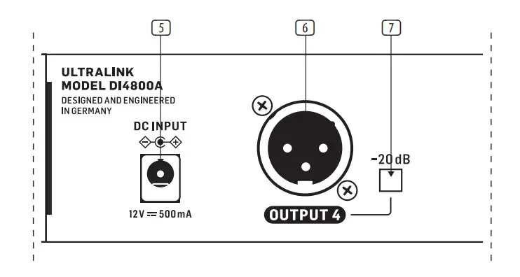 behringer Professional 4-Channel Active DI4800A Controls 1