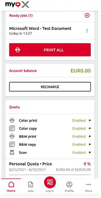 myQ Mobile Client App - Home