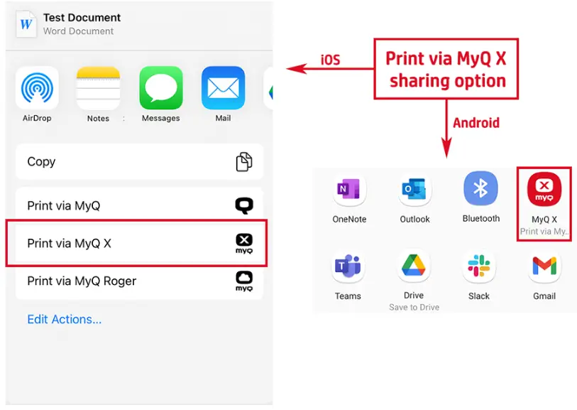 myQ Mobile Client App - Print via MyQ X
