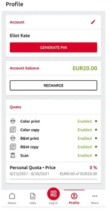 myQ Mobile Client App - Profile