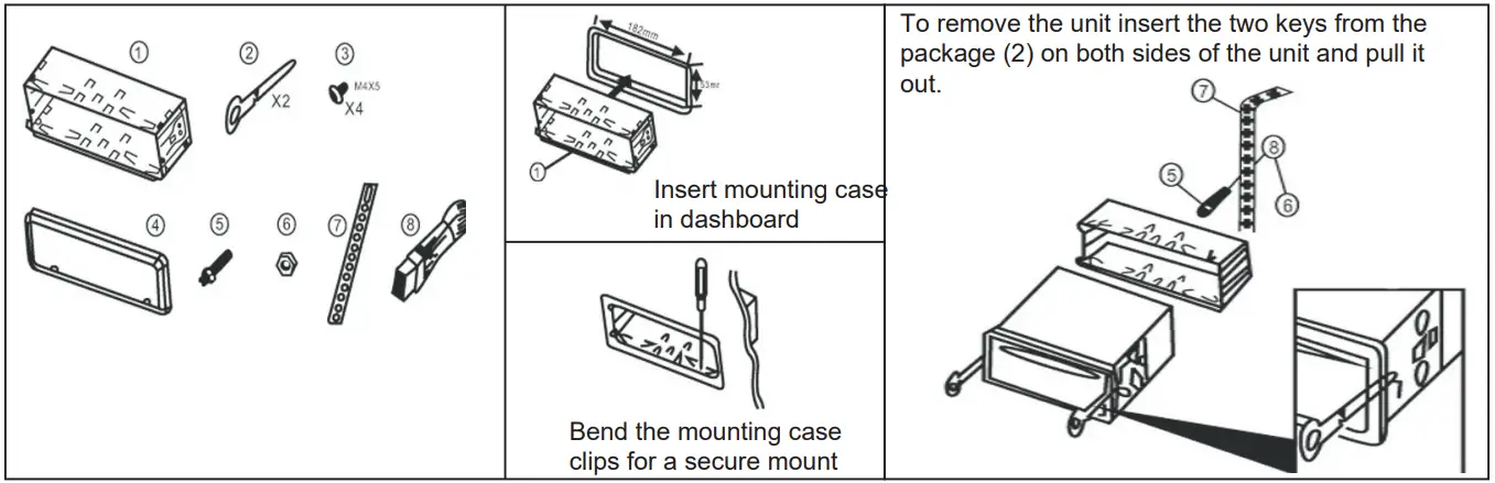 PNi 8524BT Clementine Bus Truck Radio MP3 Player - DASHBOARD MOUNTING