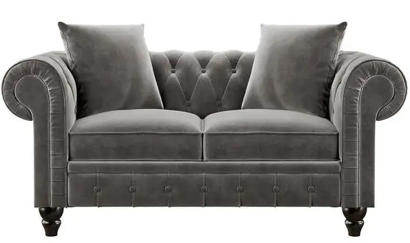 HOMEDEPOT-WYX-183G-33-Inch-Wide-Rolled-Arm-Sofa-Chesterfield-Button-Velvet-Upholstery-One-Seat-Straight-Sofa-Roll-Classic-Sofa-product