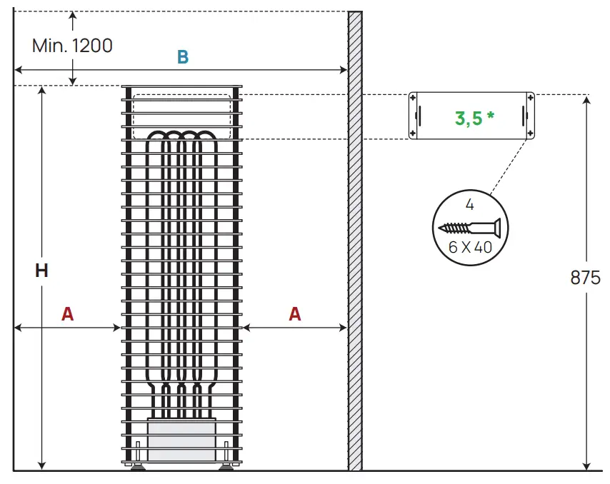 HUUM Cliff Series Electric Sauna Heater - Fig 1