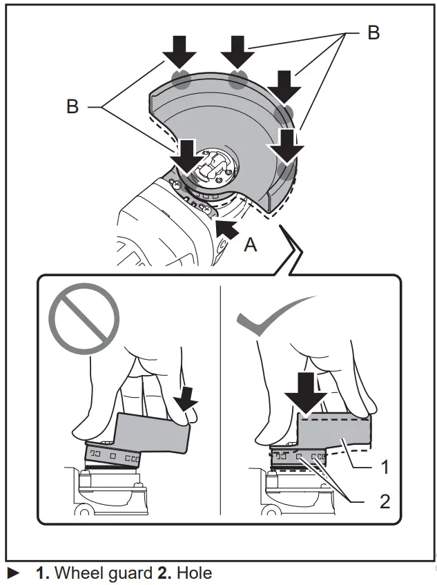 makita GA5080 Angle Grinder - wheel guard