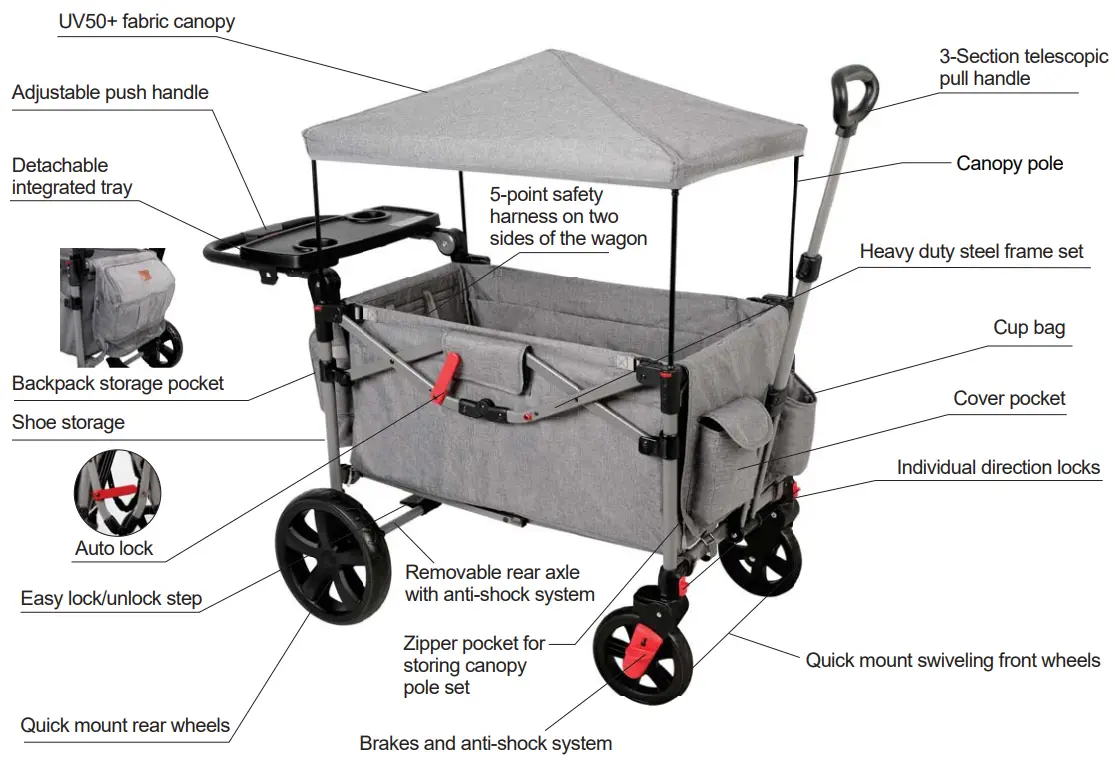 EA KIDS FLAT FOLD STROLLER WAGON