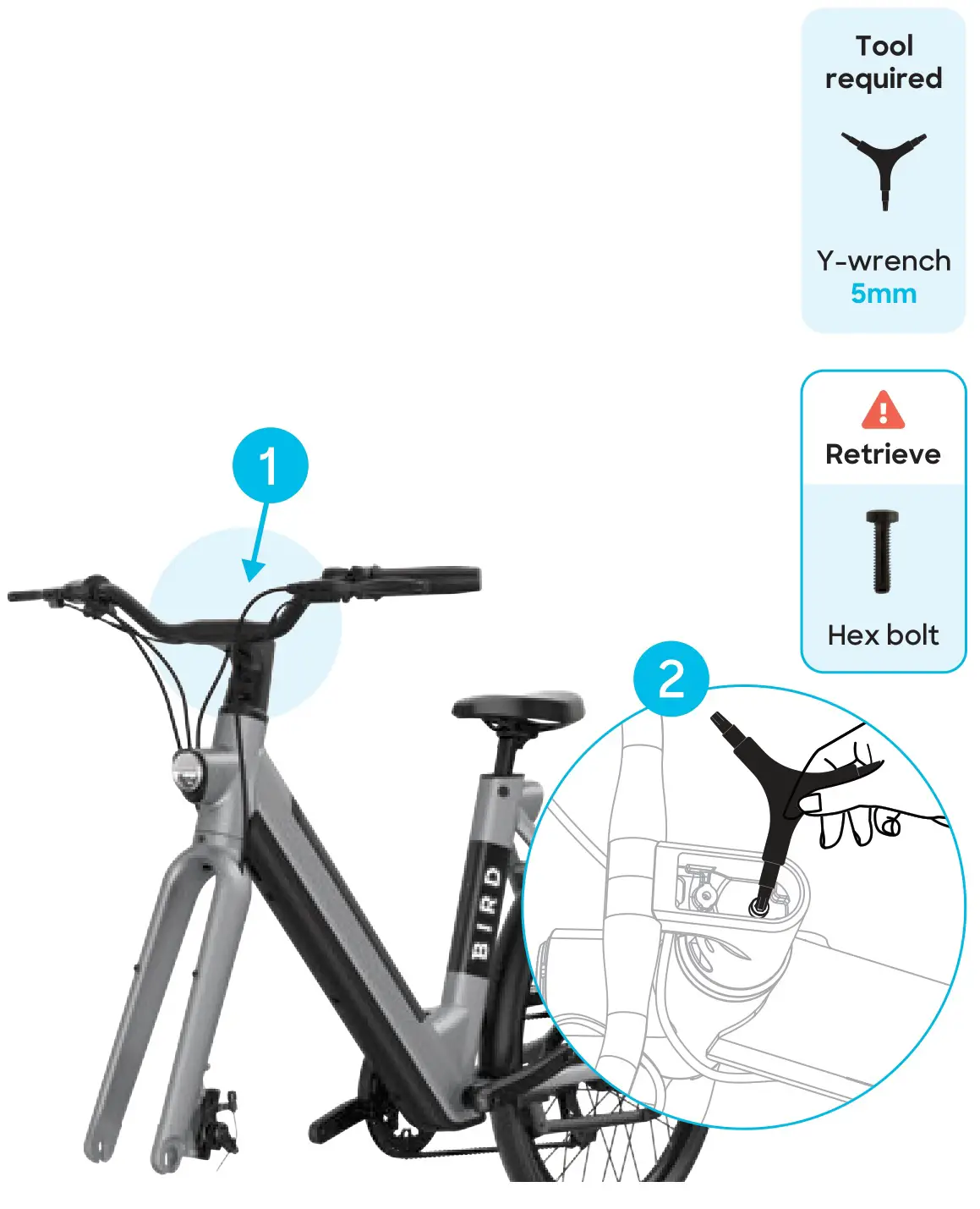 Bird Bike V-Frame High-Performance eBikes - Attach the handlebars