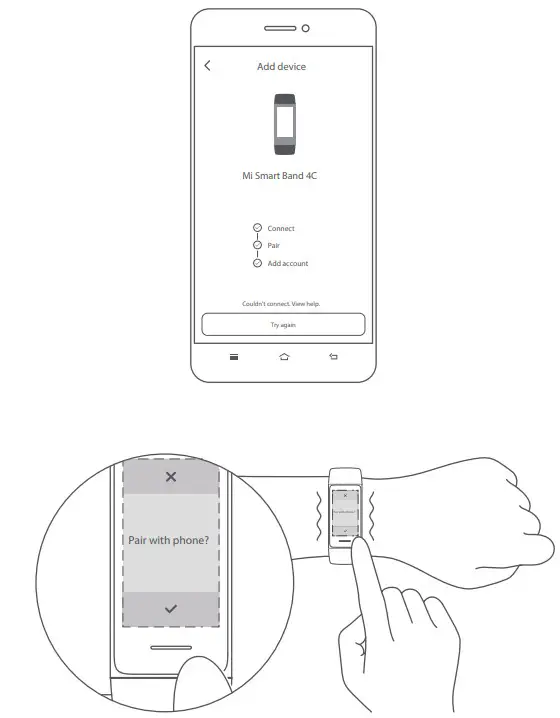 Xiaomi Mi Smart Band 4C - pairing process