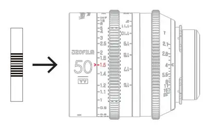 DZOFILM Vespid Prime Cine Lens User Manual - Make the pointer align with the 1.6m scale