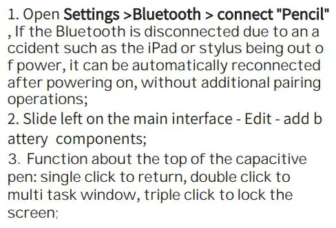 EVACH D3 iPad Activation Capacitive Pen User Manual - Bluetooth Function