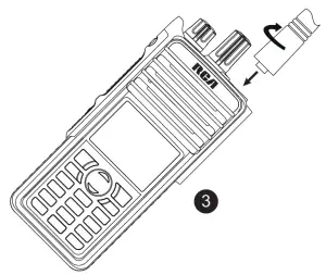 RCA RDR42x0 Professional Digital Two-Way Radios-- Attaching the Antenna