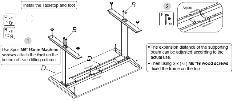 Install the Tabletop and foot