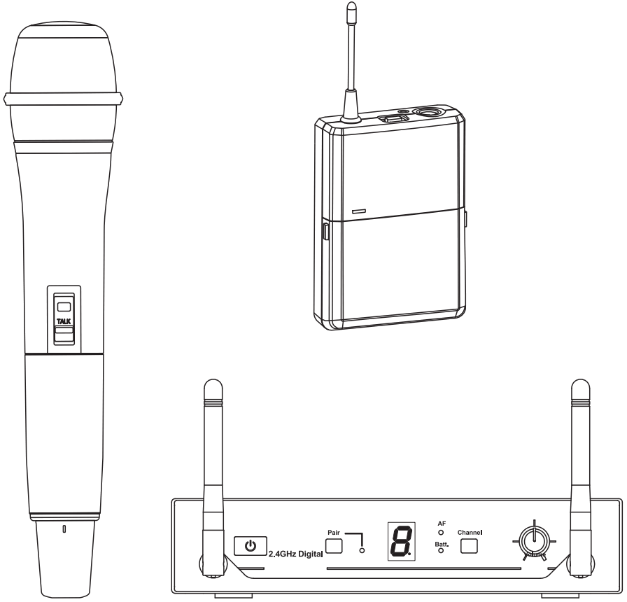 MASCOT DR 024 2 4GHz Digital Wireless Microphone System