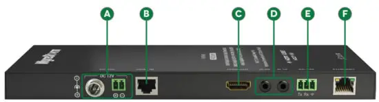 WyreStorm RX 70 4K v2 4K UHD HDBaseT Receiver with 5Play and 2-way PoH - Rear Panel