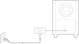 Power on the JBL SW10 subwoofer