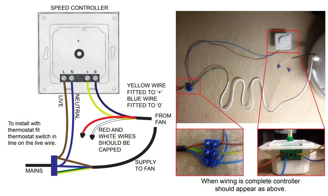 Puravent 230v 50 Wall Mounted Speed Control Wiring All EC Motor Instruction Manual - WIRING DIAGRAM